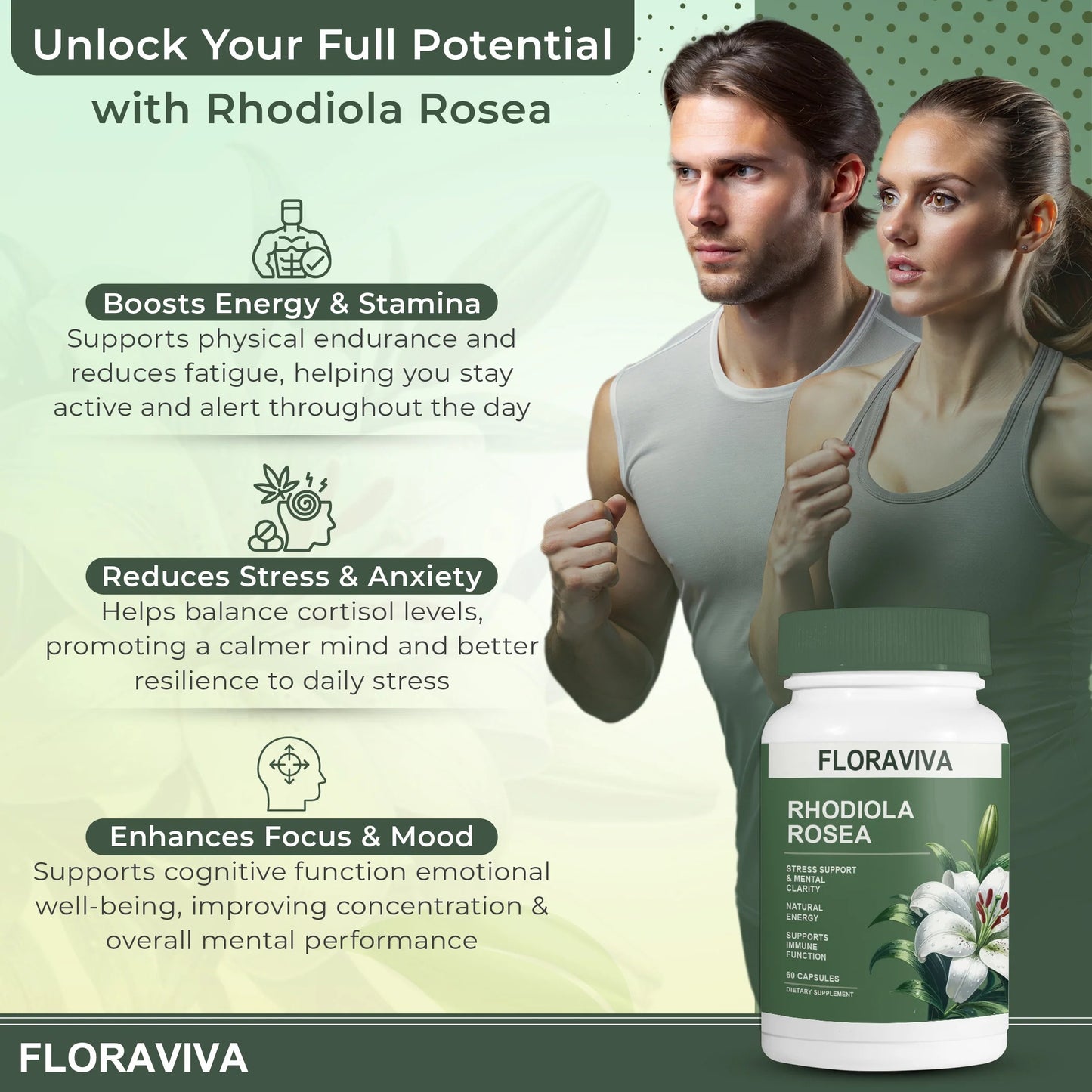 Floraviva Rhodiola Rosea Capsules/ 2PCS