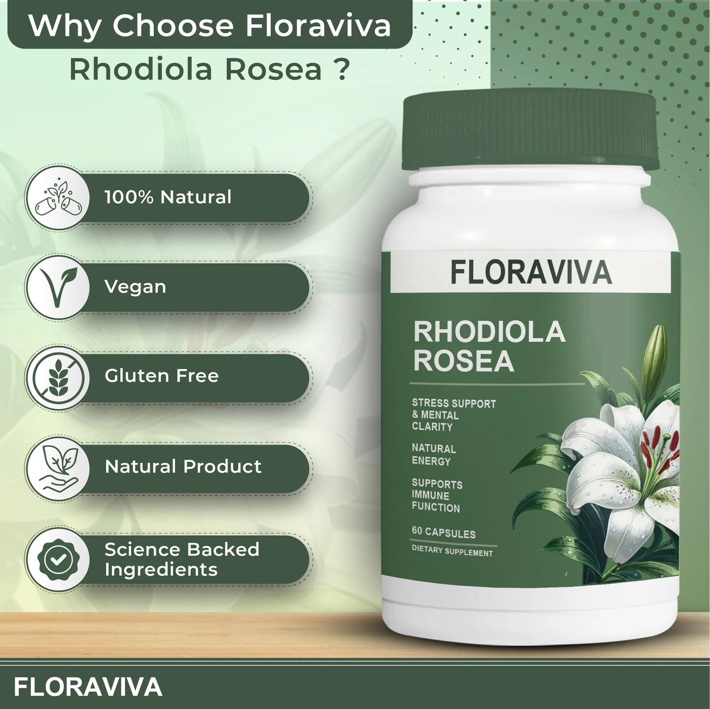 Floraviva Rhodiola Rosea Capsules/ 2PCS